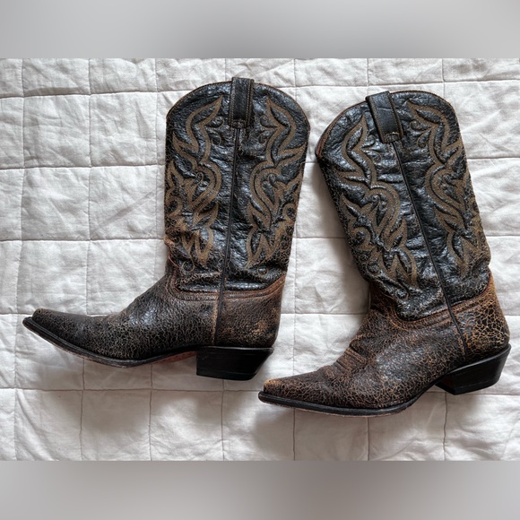 Buffalo Other - Vintage Buffalo Unique All Over Crack Effect Leather Cowboy Western Boots -M 40